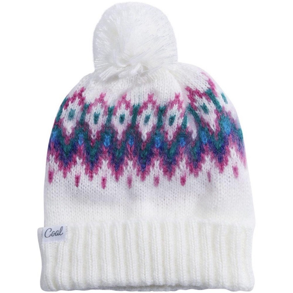 Coal Beanie Hat Womens Unisex Pink Logo ApesSki Nordic Fair Isle Pom Pom onesize